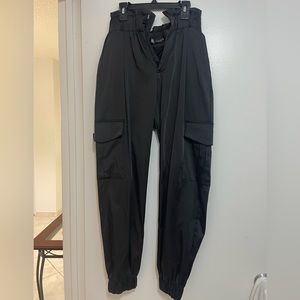 Zara black satin cargo pants sz S